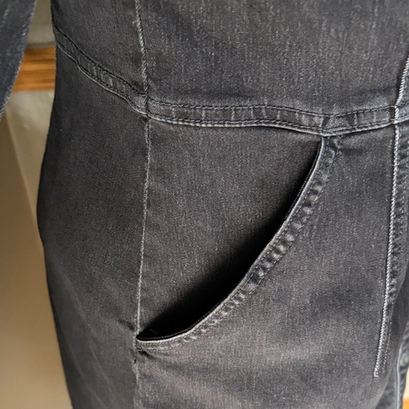 Free people black denim long sleeve dress with pockets size medium - Picture 6 of 12